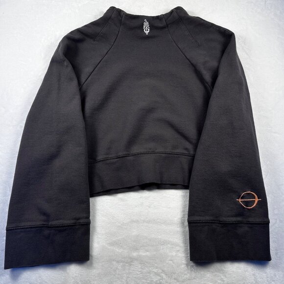 Free people Womens Cropped Sweatshirt Sz M The Class Shanti Top Raglan Sleeves - Picture 9 of 10